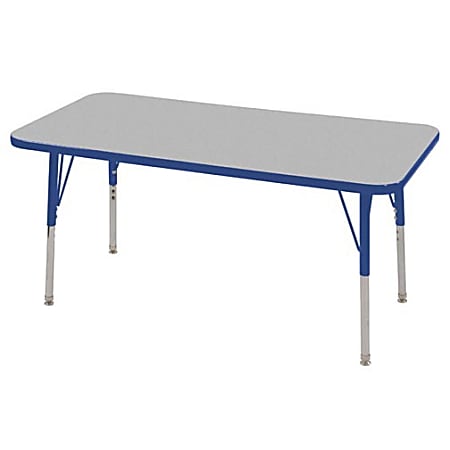 ECR4KIDS® Adjustable Rectangle Activity Table, Standard Legs, 24"W x 48"D, Gray/Blue