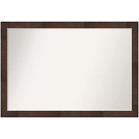 Amanti Art Narrow Non-Beveled Rectangle Framed Bathroom Wall Mirror, 27-1/4” x 39-1/4”, Wildwood Brown