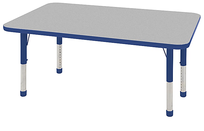 ECR4KIDS® Adjustable Rectangle Activity Table, Chunky Legs, 30"W x 48"D, Gray/Blue