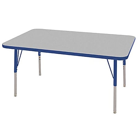 ECR4KIDS® Adjustable Rectangle Activity Table, Standard Legs, 30"W x 48"D, Gray/Blue
