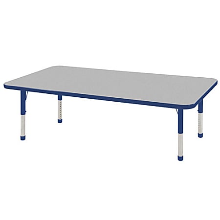 ECR4KIDS® Adjustable Rectangle Activity Table, Chunky Legs, 30"W x 60"D, Gray/Blue