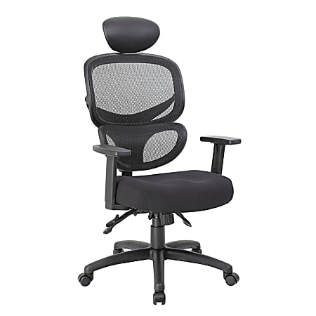 Adjustable Mesh Office Chair with Heating Support Headrest - Black