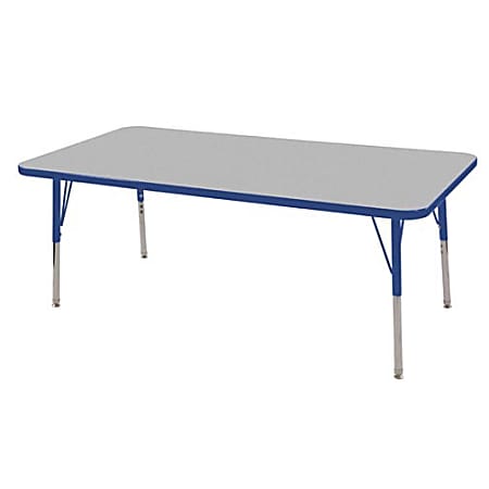 ECR4KIDS® Adjustable Rectangle Activity Table, Toddler Legs, 30"W x 60"D, Gray/Blue