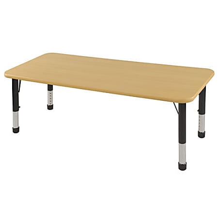 ECR4KIDS® Adjustable Rectangle Activity Table, Chunky Legs, 30"W x 60"D, Maple Top/Black Legs