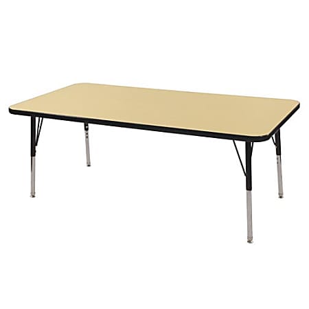 ECR4KIDS® Adjustable Rectangle Activity Table, Toddler Legs, 30"W x 60"D, Maple/Black