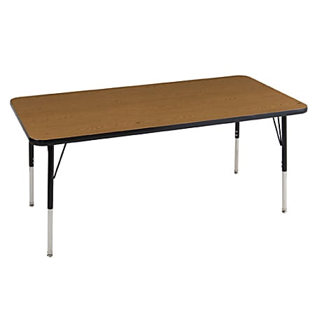 ECR4KIDS® Adjustable Rectangle Activity Table, Standard Legs, 30"W x 60"D, Oak/Black