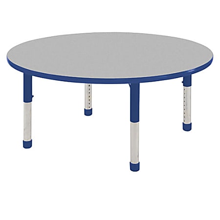ECR4KIDS® Adjustable Round Activity Table, Chunky Legs, 48" Diameter, Gray Top/Blue Legs