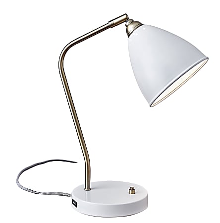 Adesso® Chelsea Desk Lamp, 21"H, White Shade/White Base