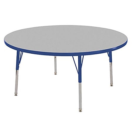 ECR4KIDS® Adjustable Round Activity Table, Toddler Legs, 48" Diameter, Gray Top/Blue Legs
