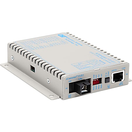 Omnitron iConverter T1/E1 Single-Fiber Media Converter RJ48 SC Single-mode 20km BiDi Wide Temp - 1x T1/E1 - 8710-1-EW