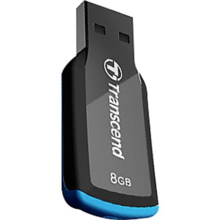 Transcend 8GB JetFlash 360 USB 2.0 Flash Drive - 8 GB - USB 2.0 - Black, Blue