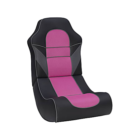 Linon Chatham Rocking Ergonomic Faux Leather High-Back Gaming Chair, Black/Pink