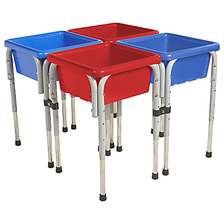 ECR4Kids® 4-Station Sand & Water Tables, Square, 26"H x 30"W x 30"D, Assorted Colors