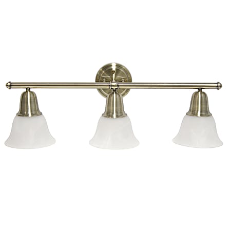 Lalia Home Essentix 3-Light Wall Mounted Vanity Light Fixture, 26-1/2”W, Alabaster White/Antique Brass