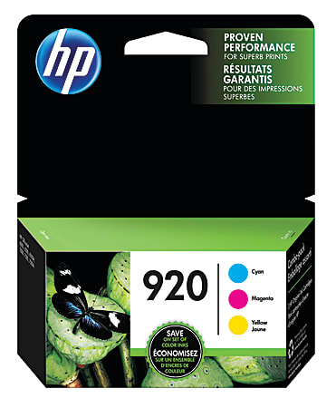 HP 920 Cyan, Magenta, Yellow Ink Cartridges, Pack Of 3, N9H55FN