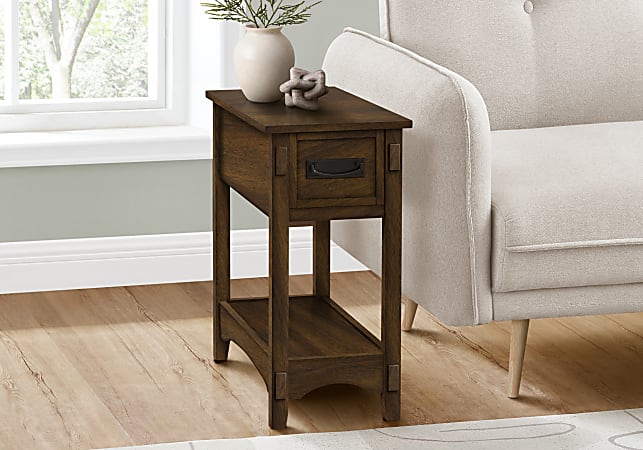 Monarch Specialties Mawe Rectangular Accent Table, 24-1/4”H x 11-3/4”W x 21-3/4”D, Brown