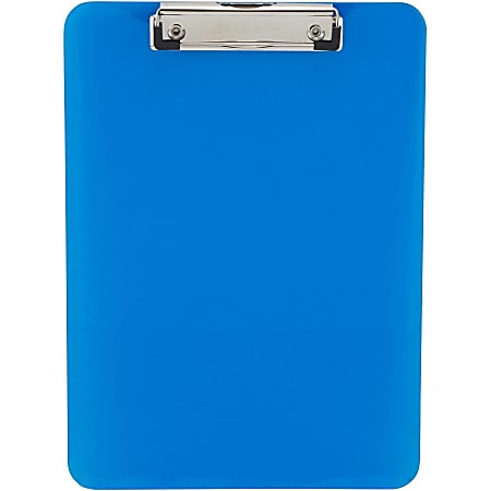 CLI Rubber Grip Plastic Clipboards - 8 1/2" x 11" - Plastic - Neon Blue - 1 Each