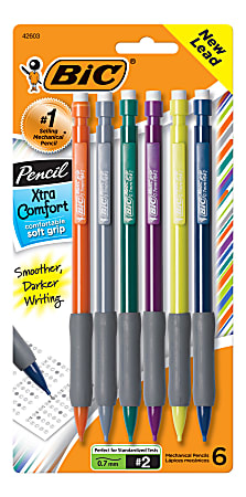 BIC Xtra Comfort Mechanical Pencils, 0.7 mm, Assorted Barrel Colors, Pack Of 6