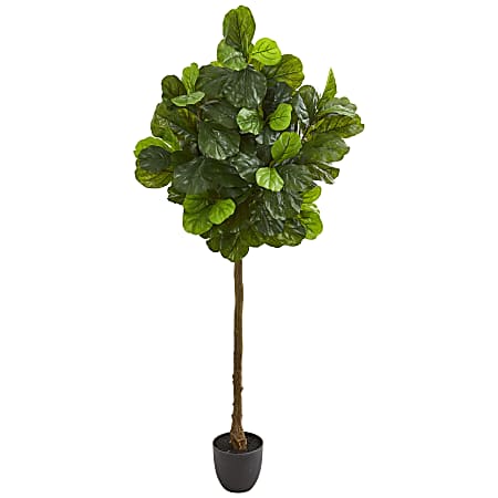 Nearly Natural Fiddle Leaf 6' Real Touch Artificial Tree, Green/Black