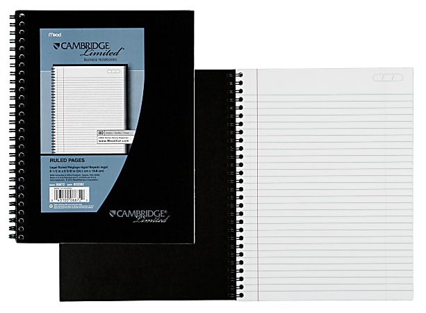 Cambridge® Limited® 30% Recycled Business Notebook, 6 5/8" x 9 1/2", 1 Subject, Legal Ruled, 80 Sheets, Black (06672)