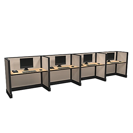 Cube Solutions Commercial-Grade Low-Height Call-Center Cubicle, Includes Integrated Power, Line of 4