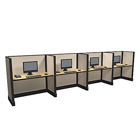 Cube Solutions Commercial-Grade Mid-Height Call-Center Cubicle, Includes Integrated Power, Line of 4