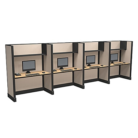 Cube Solutions Commercial-Grade Full-Height Call-Center Cubicle, Includes Integrated Power, Line of 4