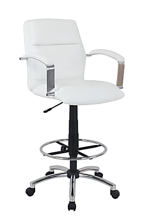 Global Office Furniture Bonded Leather Drafting Stool, Beige/Chrome