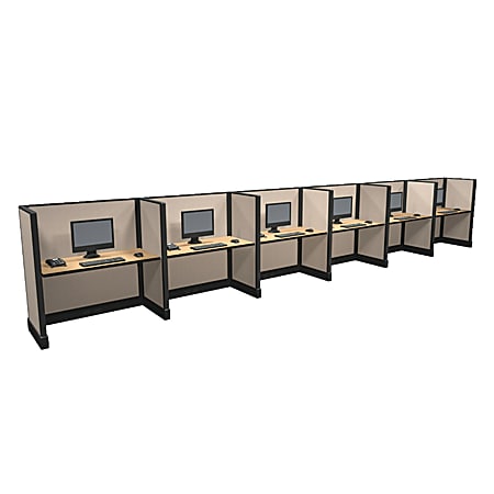Cube Solutions Commercial-Grade Mid-Height Call-Center Cubicle, Includes Integrated Power, Line of 6