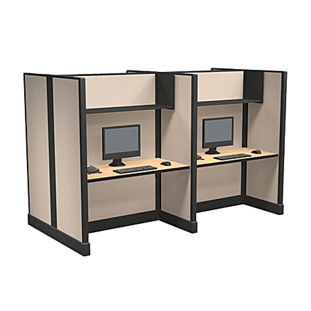 Cube Solutions Commercial-Grade Full-Height Call-Center Cubicle, Includes Integrated Power, Pod of 4