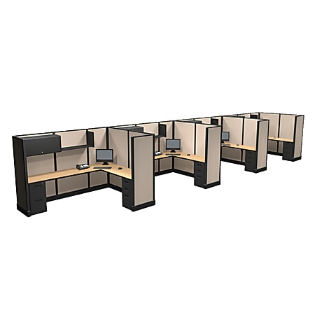 Cube Solutions Commercial-Grade Full-Height L-Shaped Supervisor Cubicle, Includes Integrated Power, Line of 4