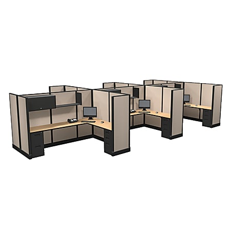 Cube Solutions Commercial-Grade Full-Height L-Shaped Supervisor Cubicle, Includes Integrated Power, Pod of 6