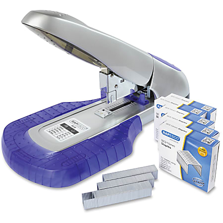 Rapesco Heavy Duty Stapler With Work Platform – Staples Up To 115 Sheets, Front Load, Silver & Purple