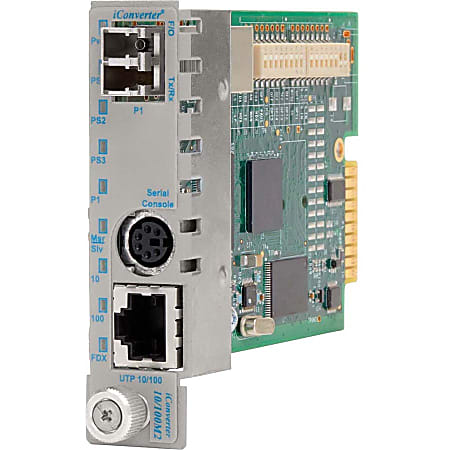 Omnitron Systems iConverter Intelligent Media Converter - 1xRJ45  - 1x LC Ports - DuplexLC Port - 10/100Base-TX, 100Base-FX - 18.64 Mile - Internal