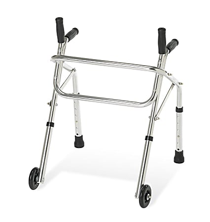 Medline Pediatric Adjustable Aluminum Non-Folding Walker, 25"-32", With 3" Wheels, Chrome