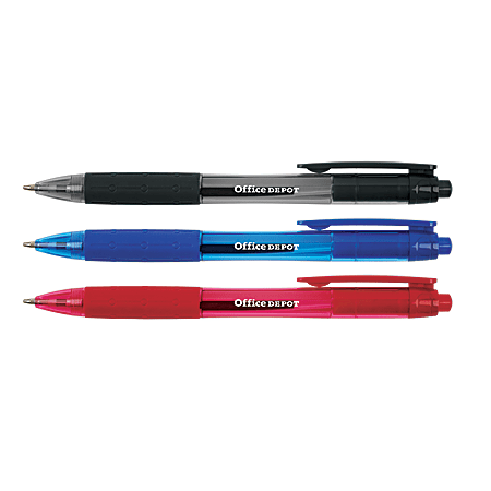 7Pc Soft Grip BALLPOINT PENS SET Assorted Colours Retractable Office Stationery 