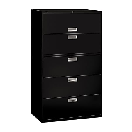HON® Brigade® 600 42"W x 18"D Lateral 5-Drawer File Cabinet, Black