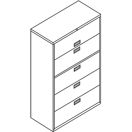 HON Brigade 600 42 W x 19 14 D Lateral 5 Drawer File Cabinet Black