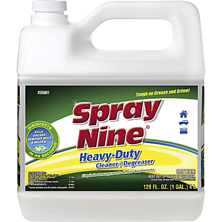 Spray Nine Heavy-Duty Cleaner/Degreaser w/Disinfectant - For Multi Surface - 128 fl oz (4 quart) - 4 / Carton - Disinfectant - Clear