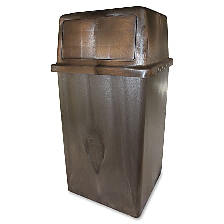 Vanguard 45-gallon In/Outdoor Receptacle - 45 gal Capacity - 42" Height x 21.8" Width x 21.8" Depth - Polyethylene, Structural Foam - Brown - 1 / Carton