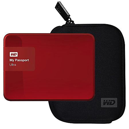 WD My Passport™ Ultra 2TB Portable External Hard Drive With Case, USB 3.0/2.0, Red