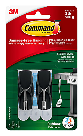 Command Medium Wire Toggle Hooks, 2-Command Hooks, 3-Command Strips, Damage-Free, Black