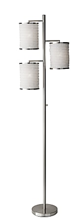 Adesso® Bellows Tree Floor Lamp, 74"H, White Shade/Steel Base