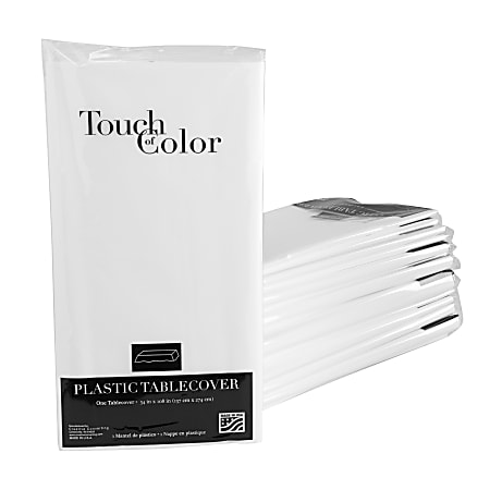 Creative Converting Tablecloths, Rectangular, 54" x 108", White, Pack Of 24