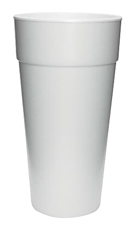 Dart Insulated Foam Cups, 24 Oz, White, 25 Cups Per Bag, Carton Of 20 Bags