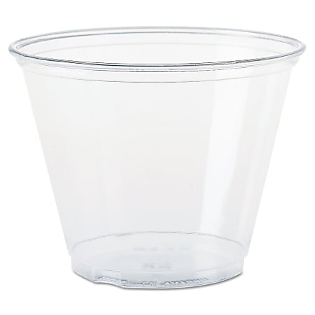 Solo® Squat Plastic Cold Drink Cups, 9 Oz, Clear, 50 Cups Per Bag, Case Of 20 Bags
