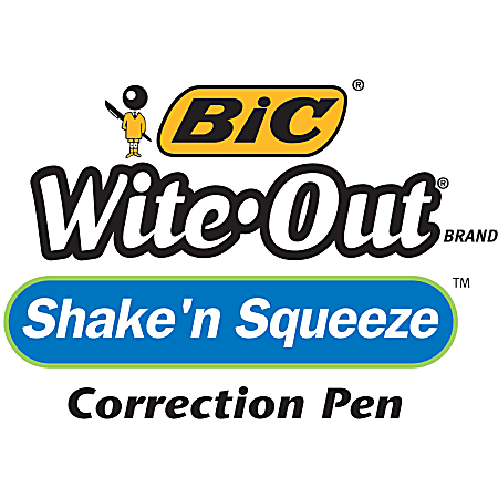 BIC Wite-Out Brand Shake 'N Squeeze Correction Pen, White, 4 Count
