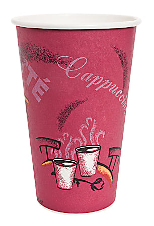 Solo Cup Bistro Design Hot Drink Cups, 16 Oz, Maroon, Carton Of 1,000