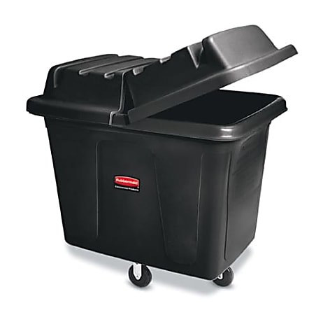 Rubbermaid 4614 Cube Truck - Trash can cart - 104.6 gal - wheels - medium-density polyethylene (MDPE) - black