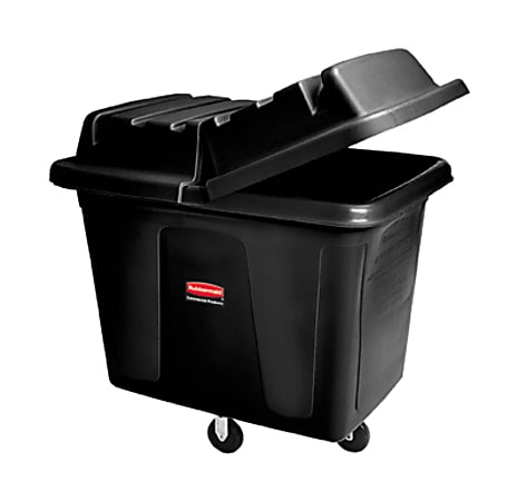 Rubbermaid Commercial Recycling Cube Truck - 119.69 gal Capacity - Rectangular - 37" Height x 43.8" Width x 31" Depth - Medium Density Polyethylene (MDPE), Metal - Black - 1 Each